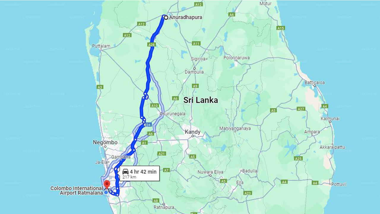 Anuradhapura City to Ratmalana Airport (RML) Private Transfer