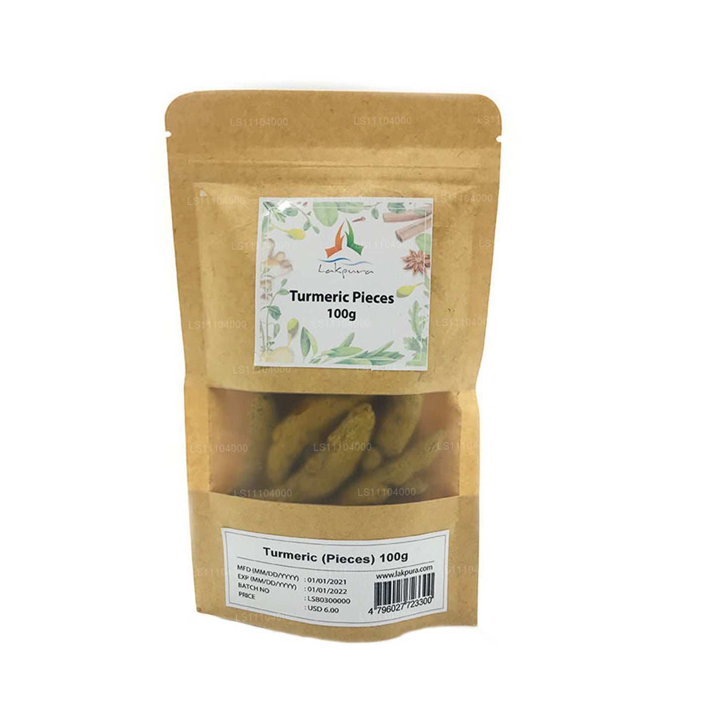 Lakpura Dehydrierter Kurkuma ganz (100g)