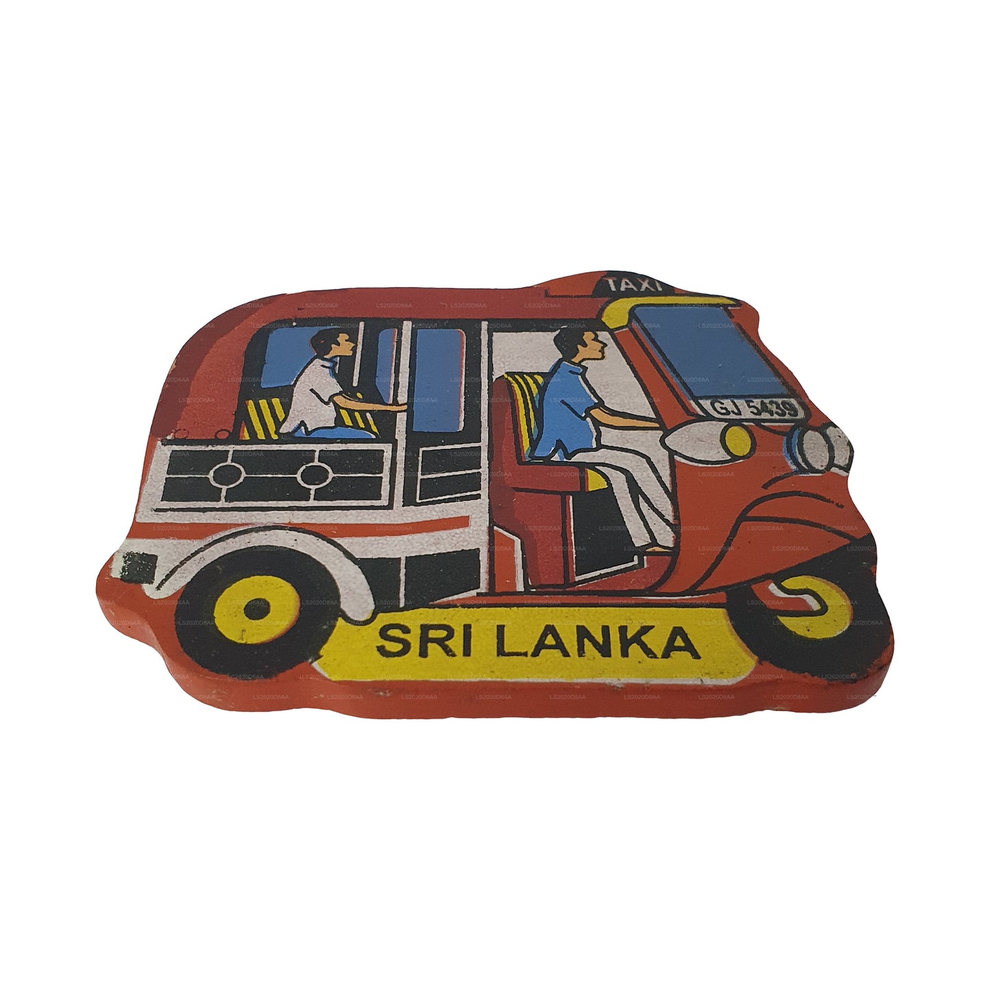 Roter Tuk Tuk Kühlschrankmagnet aus Sri Lanka