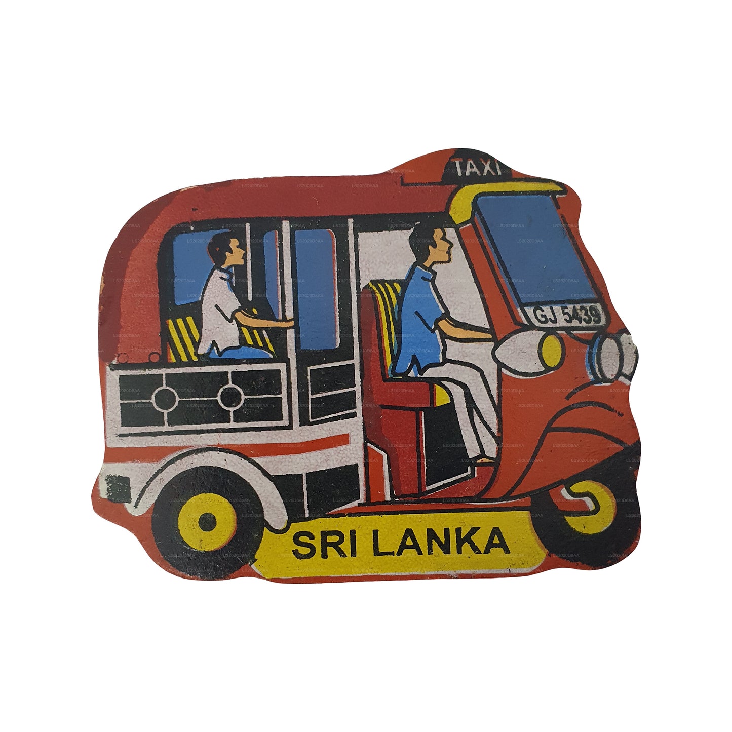 Roter Tuk Tuk Kühlschrankmagnet aus Sri Lanka