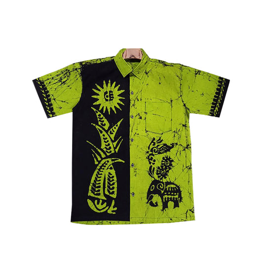 Handgefertigtes Herren-Batik-Shirt (grün)