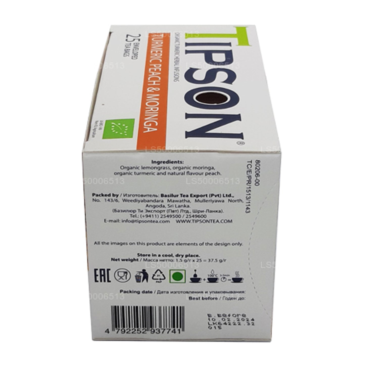 Tipson Tea Bio-Kurkuma-Pfirsich und Moringa (37,5 g)