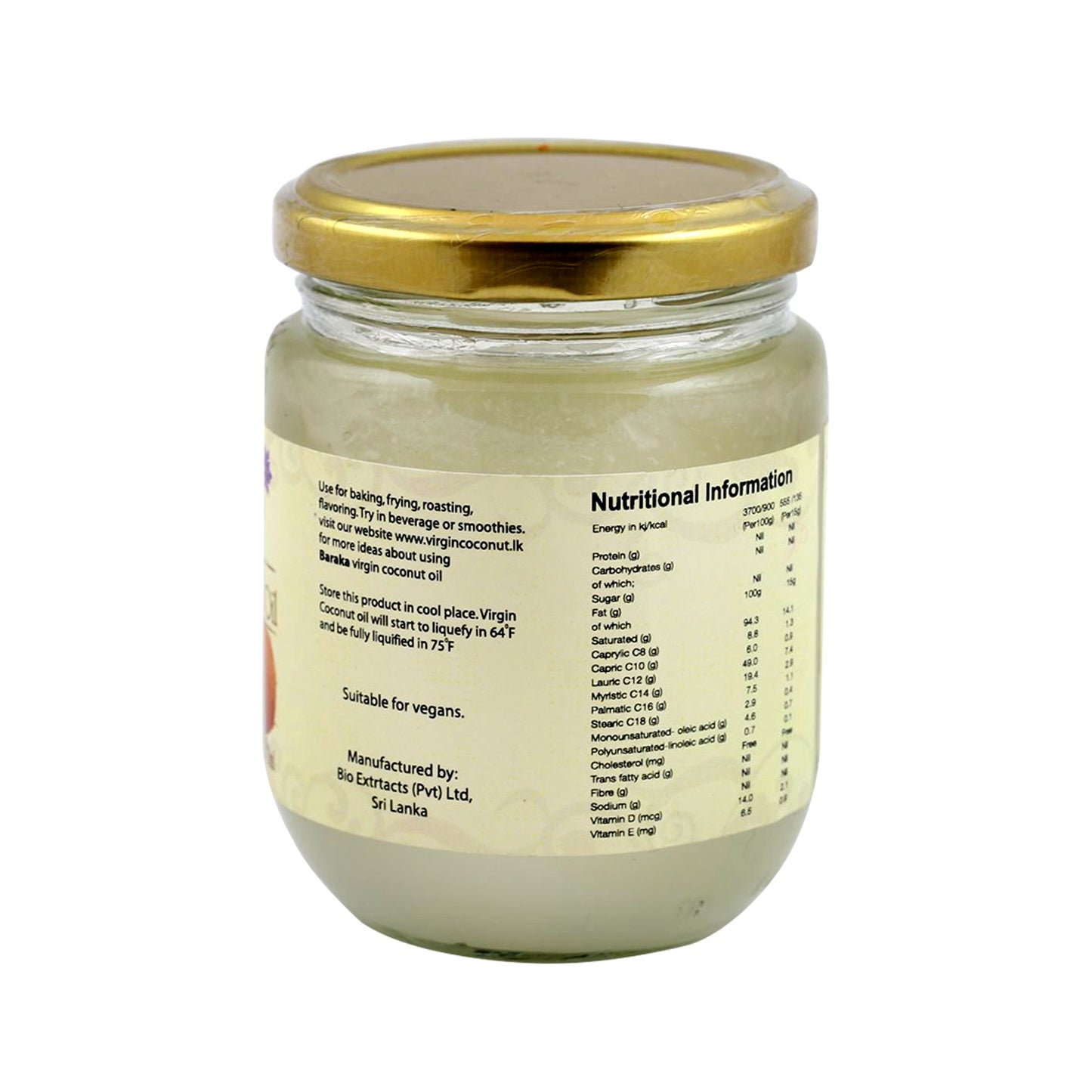 Baraka Virgin Coconut Oil (Glas)