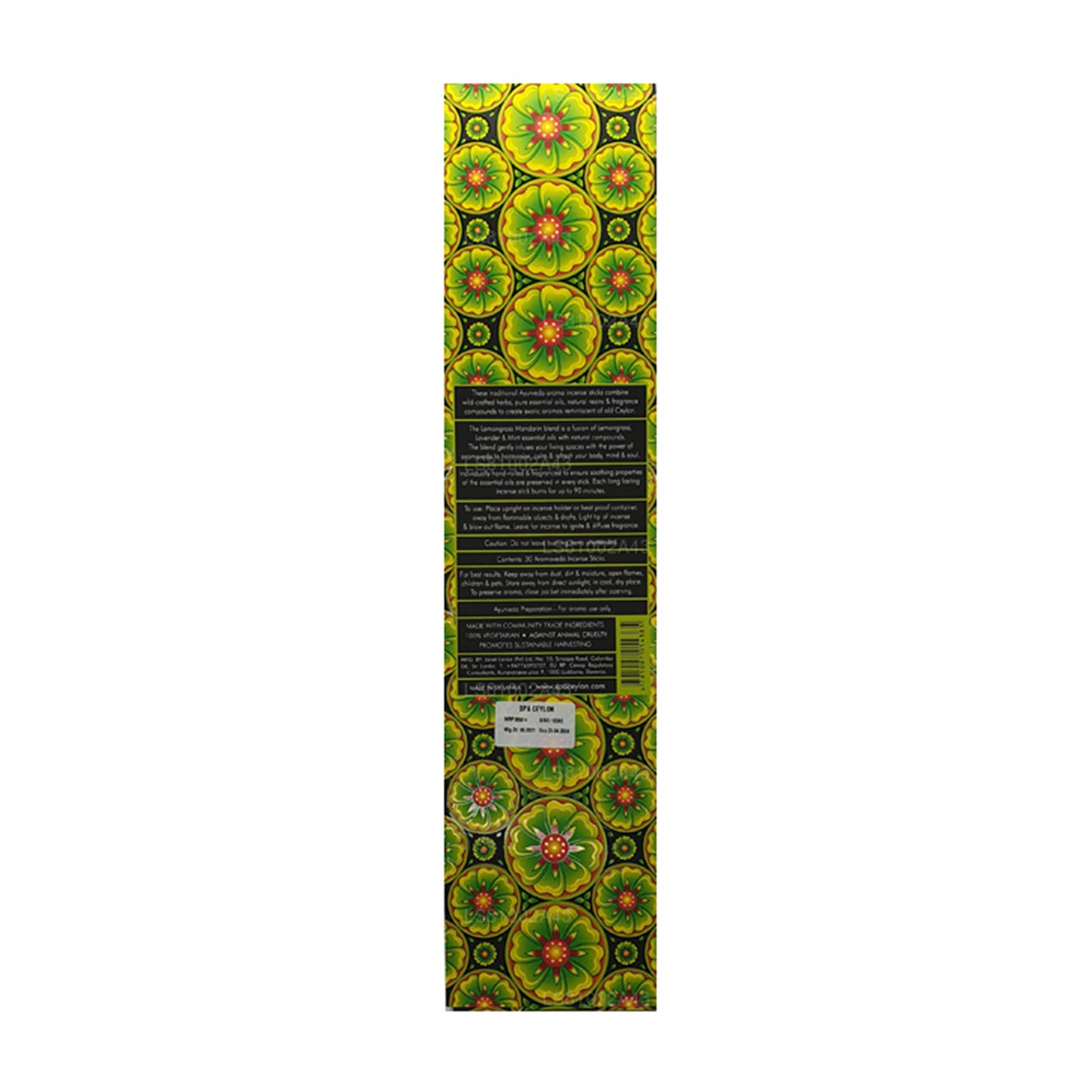 Spa Ceylon Lemongrass Mandarin Aromaveda Räucherstäbchen, 30 Stück