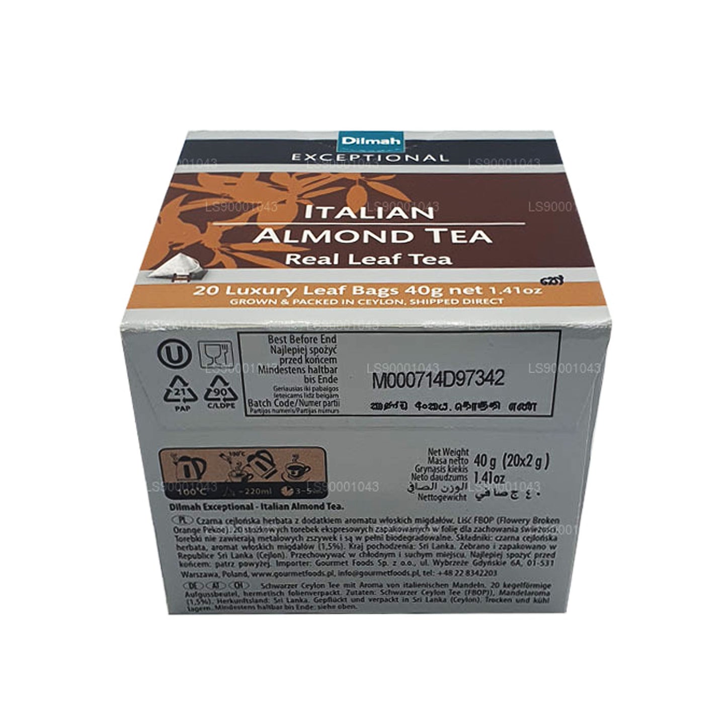 Dilmah Exceptional Italian Almond Real Leaf Tea (40 g) 20 Teebeutel