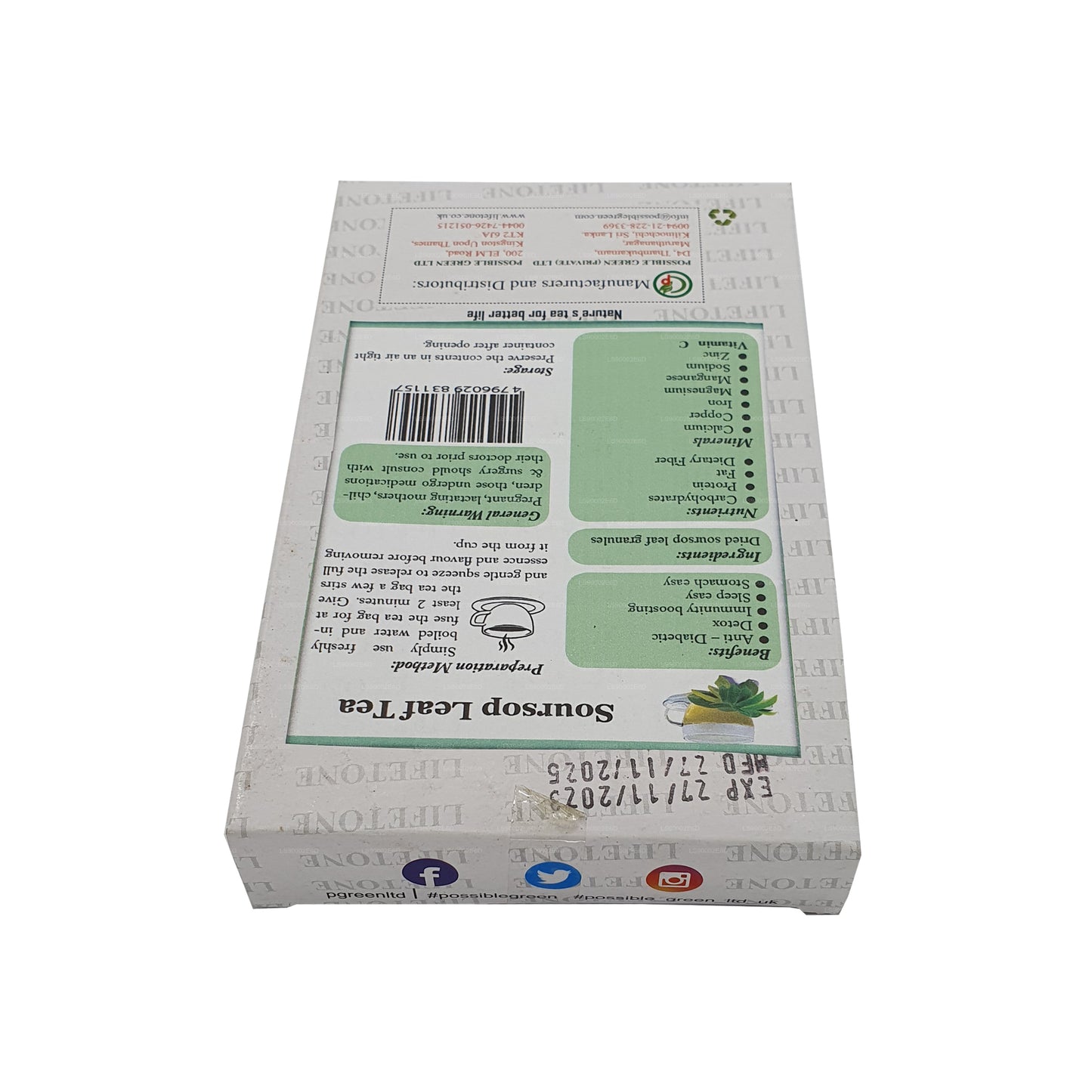 Lifetone Soursop-Blatttee (30 g) 20 Teebeutel