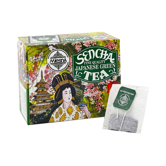 Mlesna Tea Sencha Japanischer Grüntee 50 Teebeutel (100 g) String & Tag