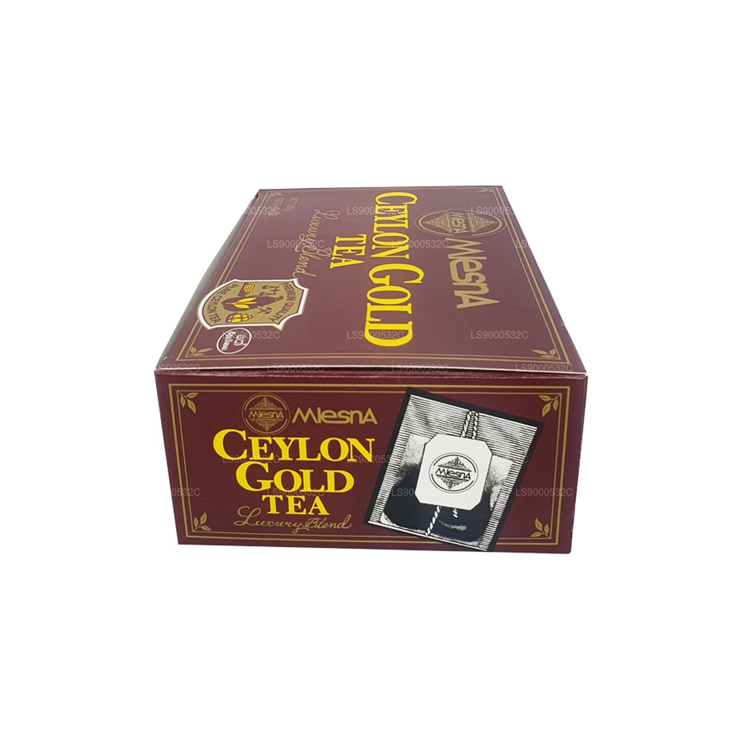 Mlesna Tea Ceylon Gold 100 Teebeutel (200 g) mit Band und Etikett