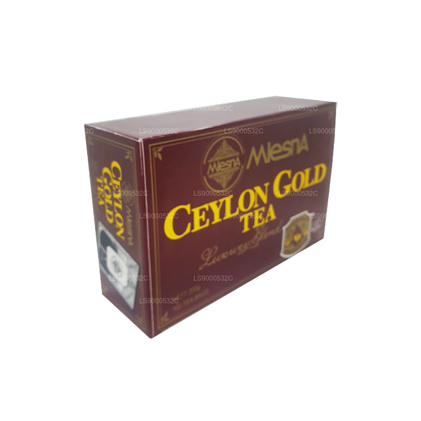 Mlesna Tea Ceylon Gold 100 Teebeutel (200 g) mit Band und Etikett