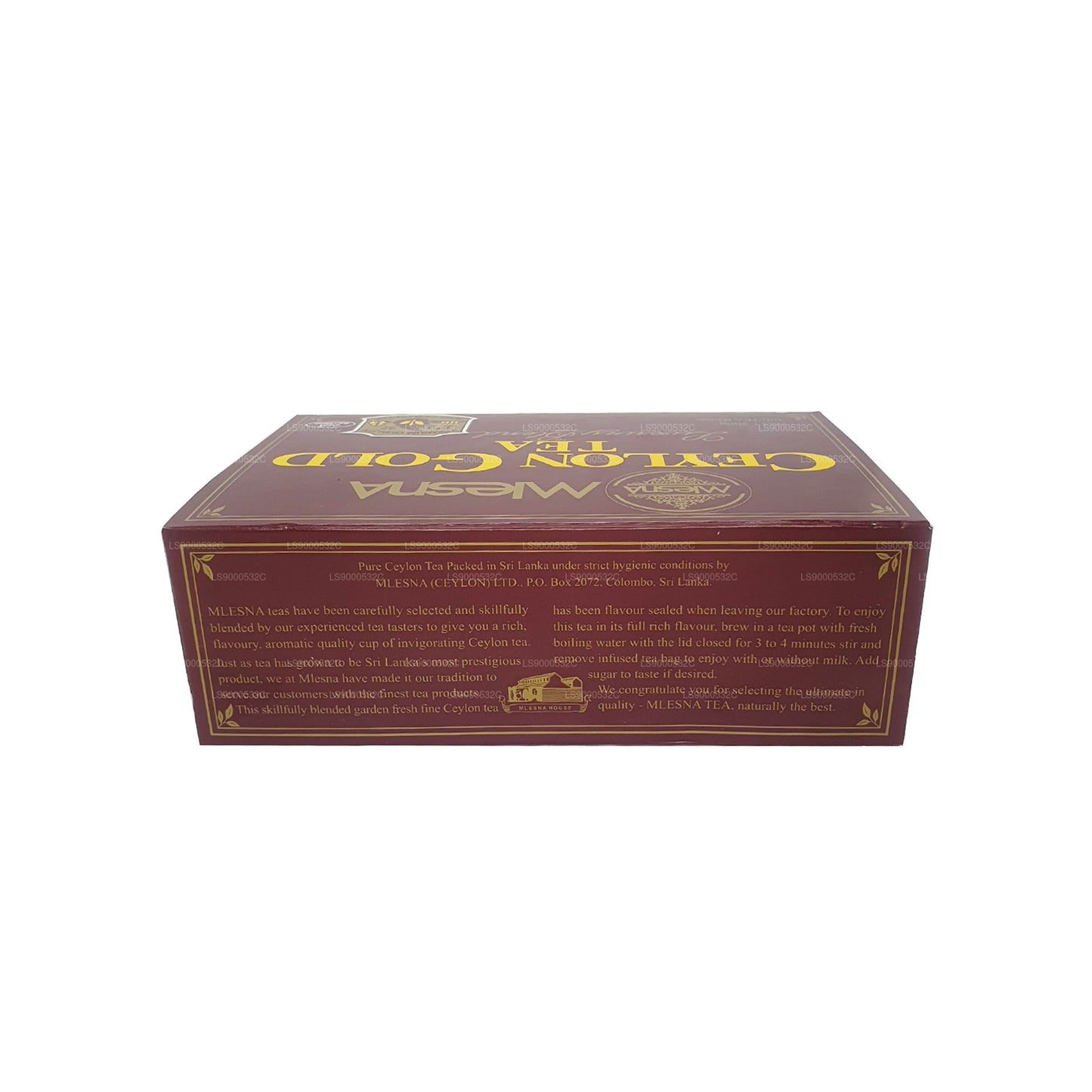 Mlesna Tea Ceylon Gold 100 Teebeutel (200 g) mit Band und Etikett