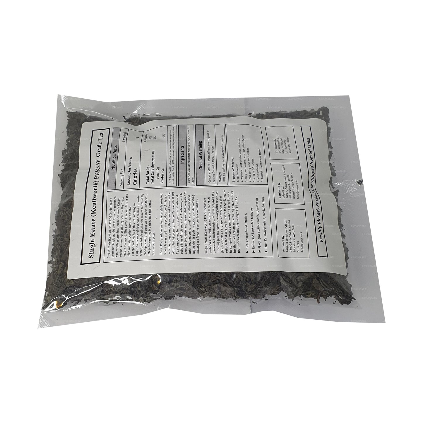 Lakpura Single Estate (Kenilworth) PEKOE Grade Ceylon-Schwarztee (100 g)