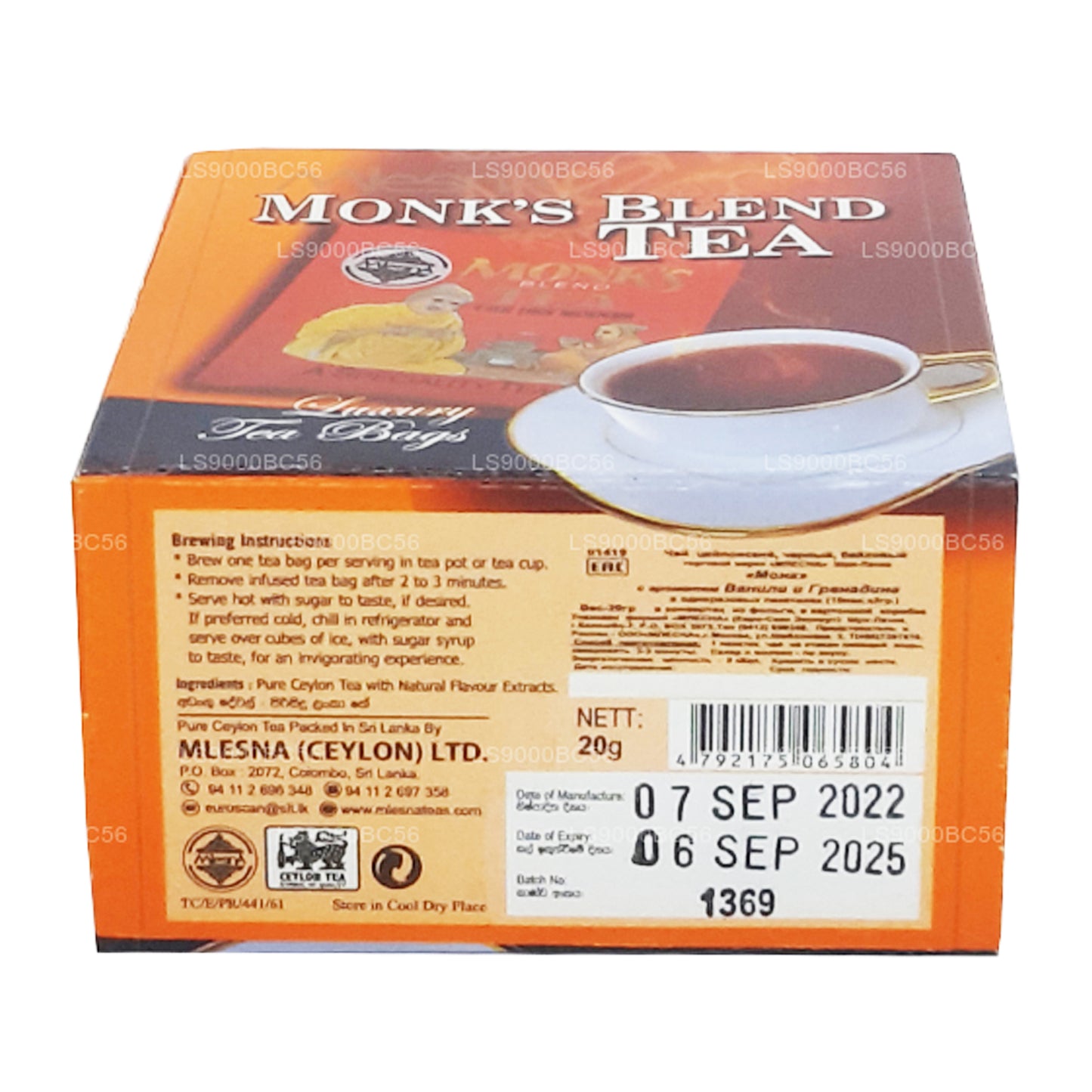 Mlesna Monk's Blend Tea (20 g) 10 Luxus-Teebeutel