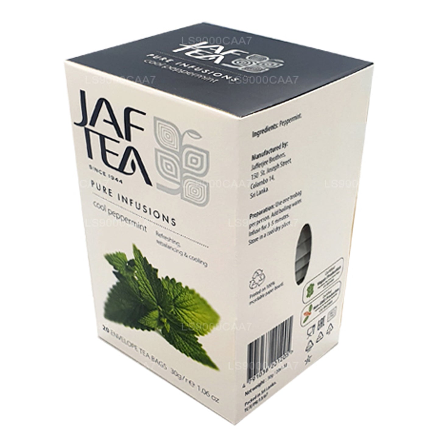 Teebeutel aus der Jaf Tea Pure Infusions Collection, Cool Peppermint, in Folie, 30 g