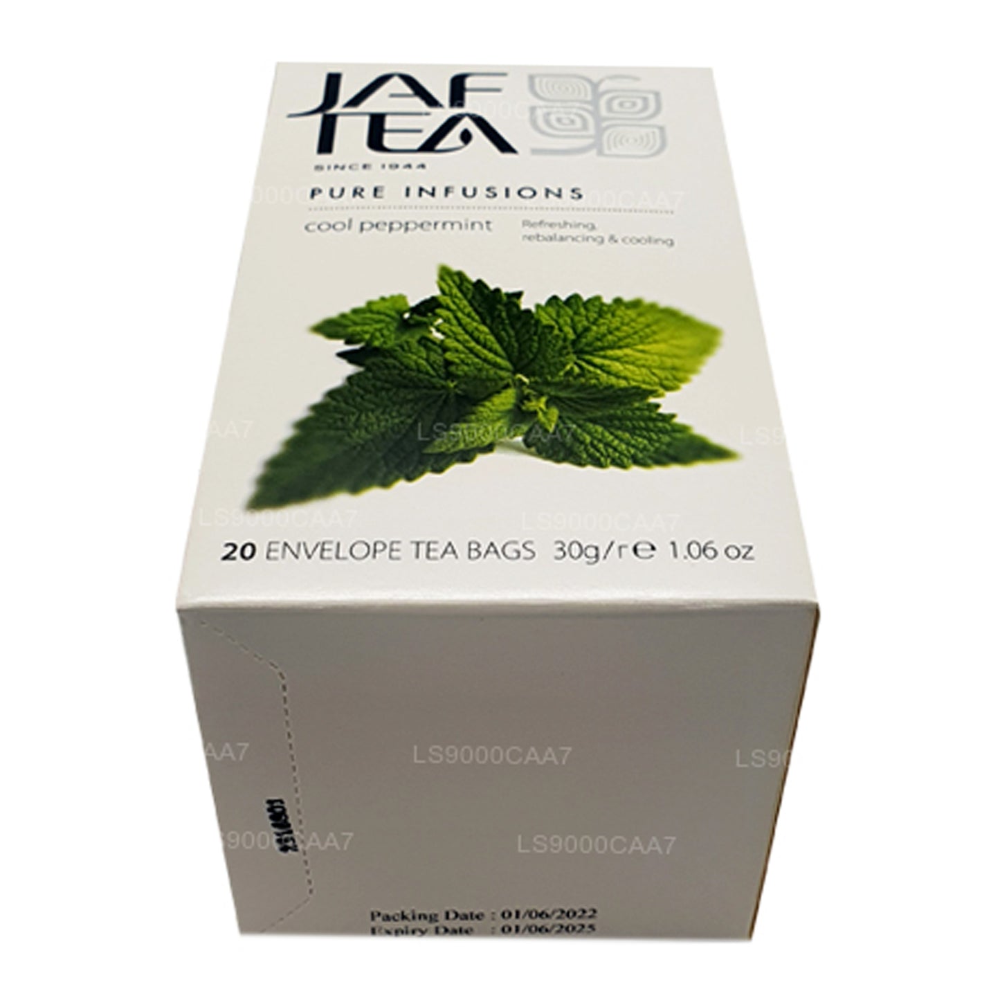 Teebeutel aus der Jaf Tea Pure Infusions Collection, Cool Peppermint, in Folie, 30 g