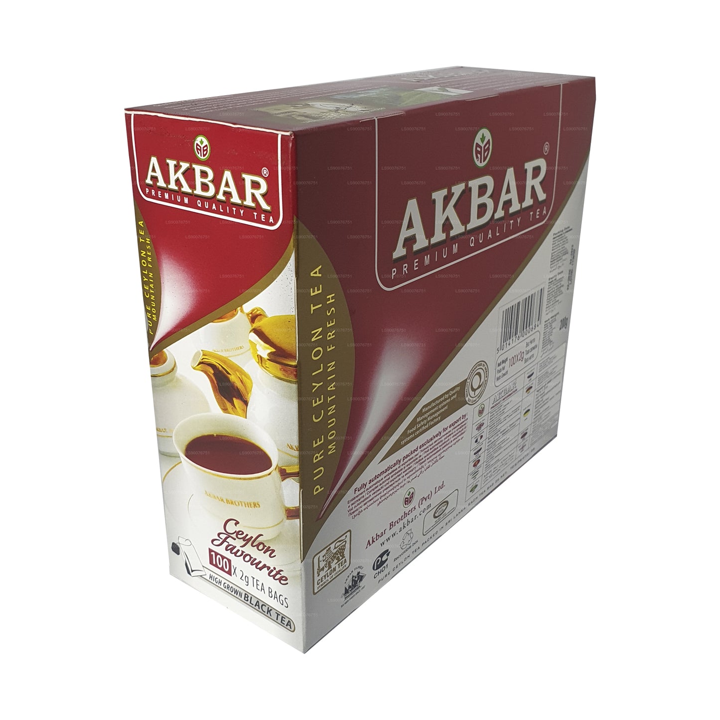 Akbar Premium 100 % reiner Ceylon-Tee, (100 g), 100 Teebeutel