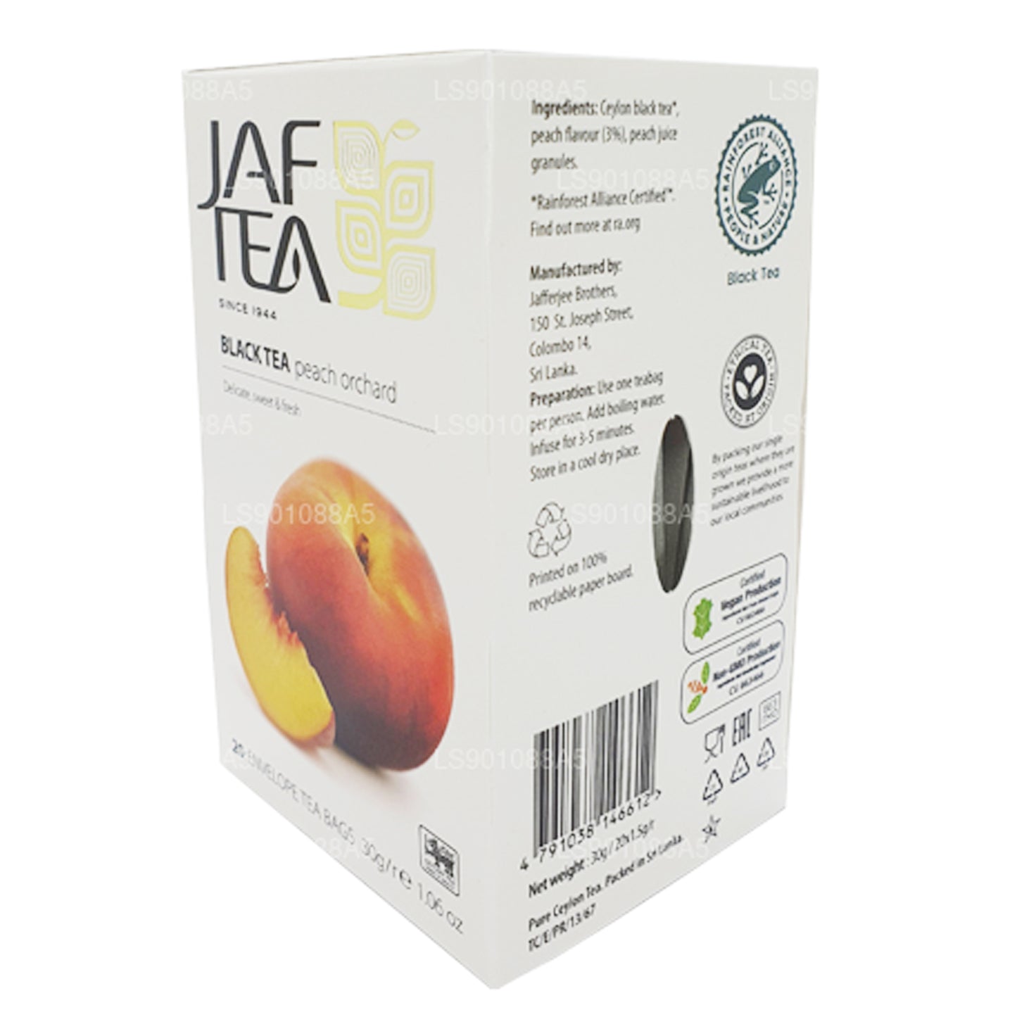 Jaf Tea Pure Fruits Collection Black Tea Peach Orchard (30 g) 20 Teebeutel