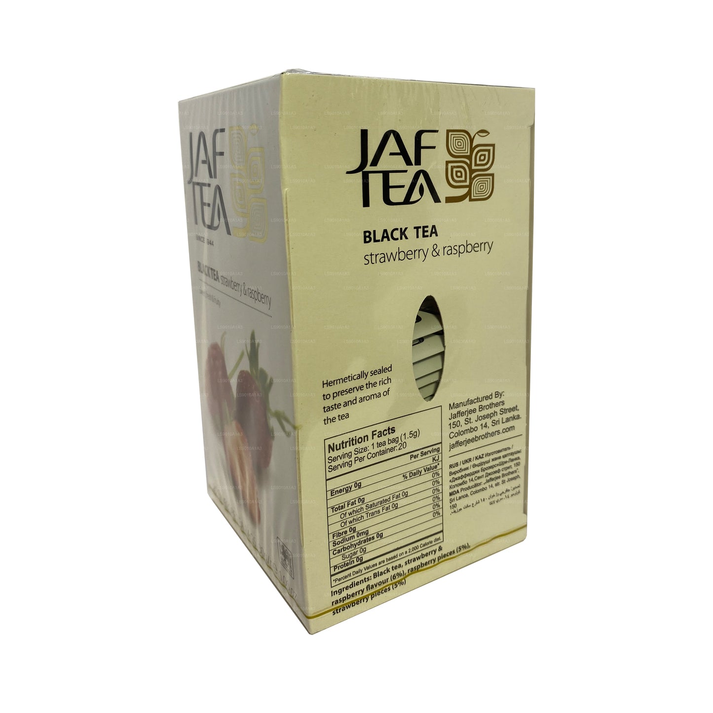 Jaf Tea Pure Fruits Collection Schwarztee Erdbeere und Himbeere (30 g) 20 Teebeutel