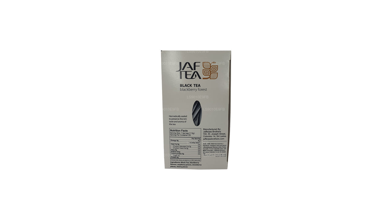 Jaf Tea Pure Fruits Collection Teebeutel aus Folie mit schwarzen Teeblättern, Brombeere, Wald, 30 g