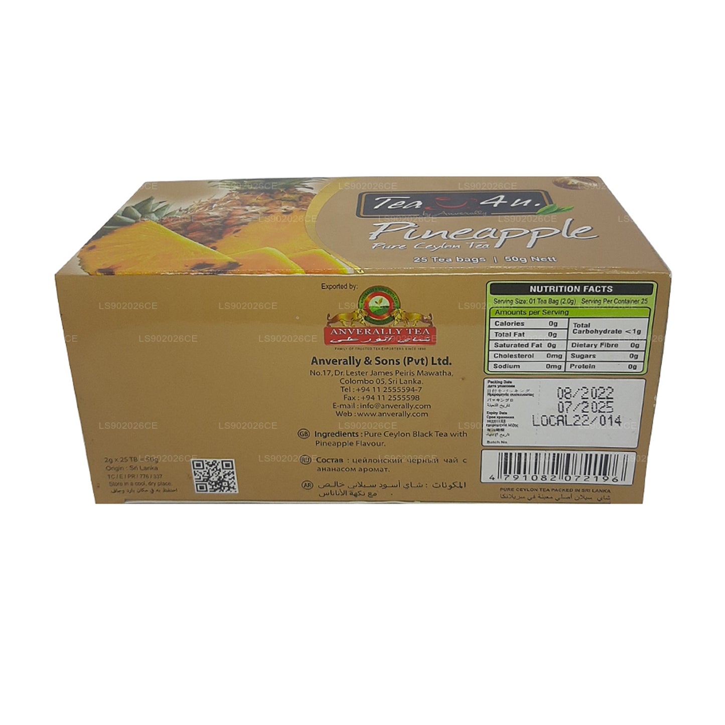 Tea4U Ananas reiner Ceylon-Tee (50 g), 25 Teebeutel