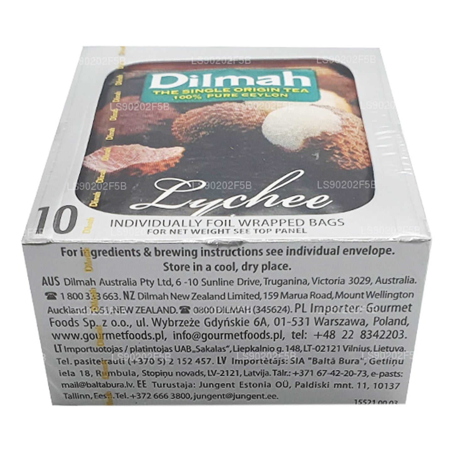 Dilmah Ceylon-Schwarztee mit Lychee-Geschmack (20 g), 10 Teebeutel