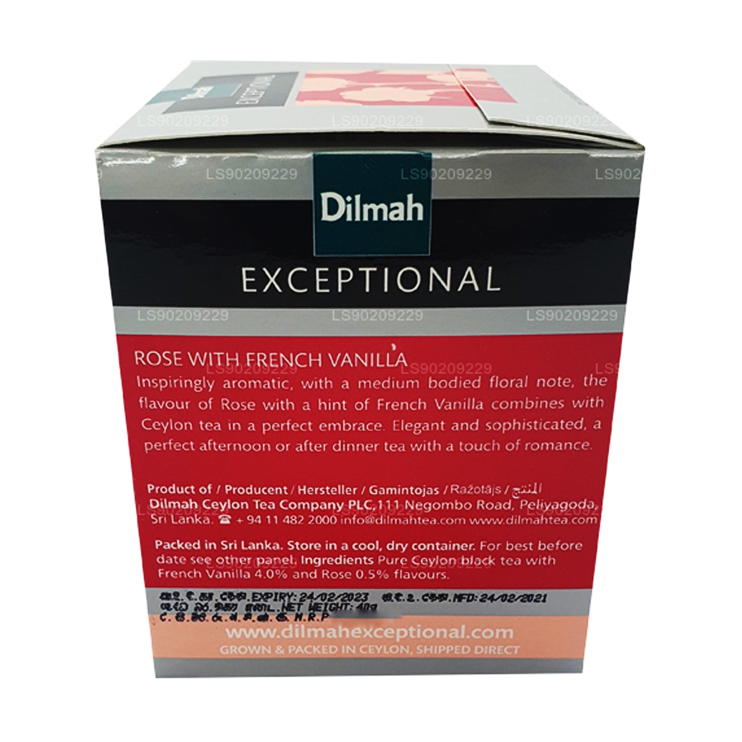 Dilmah Exceptional Rose mit französischer Vanille (40 g) 20 Teebeutel