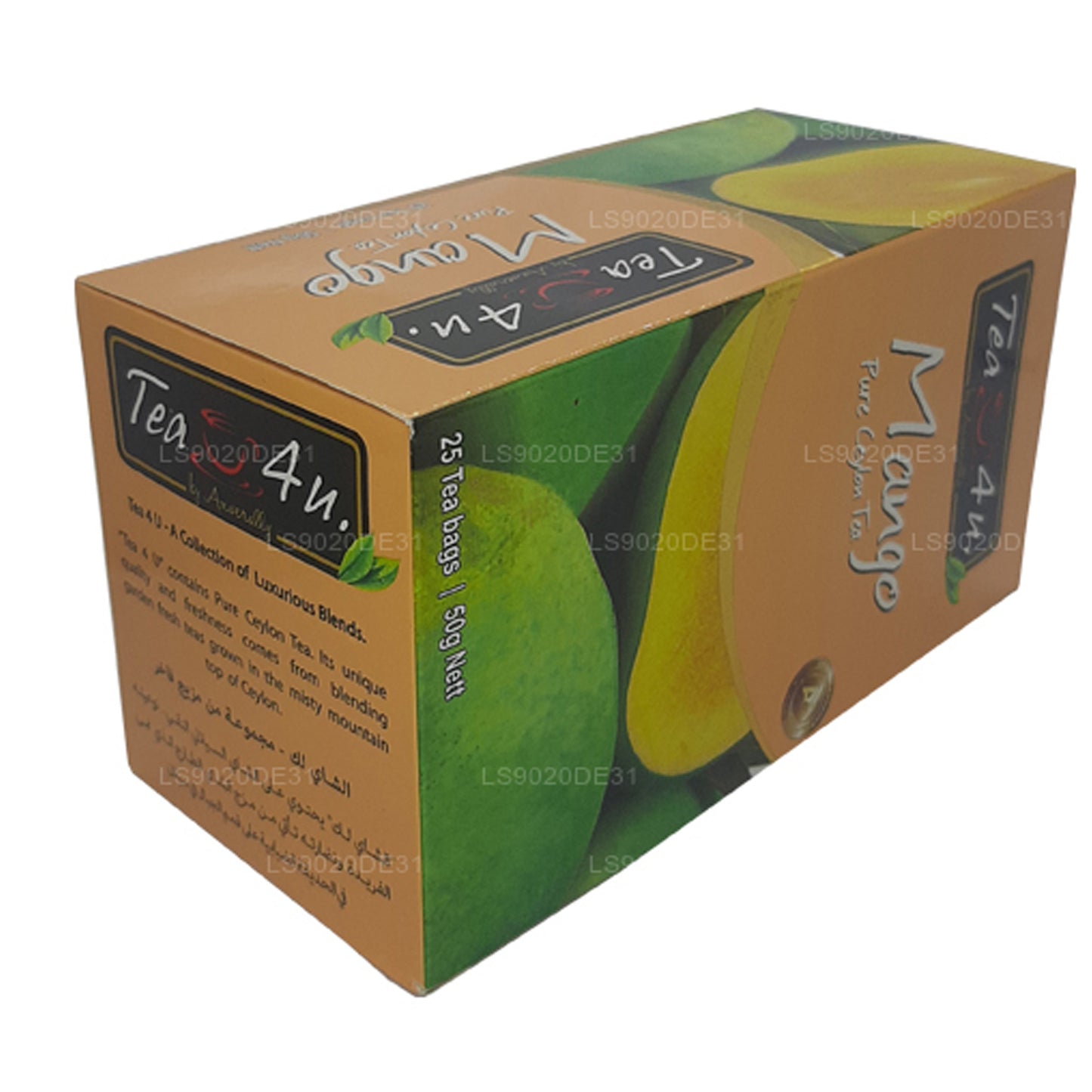 Tea4U Mango reiner Ceylon-Tee (50 g), 25 Teebeutel