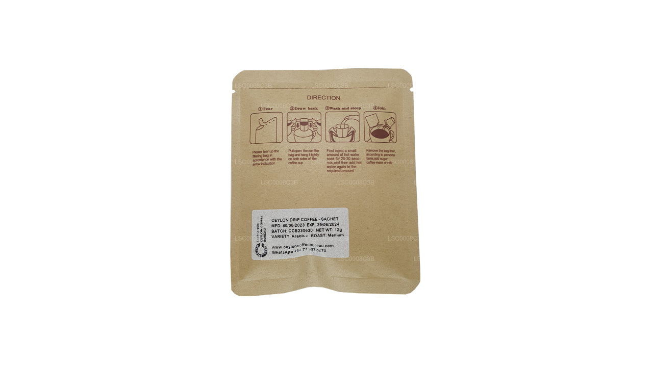 Gemahlener Ceylon-Arabica-Kaffee (mittlere Röstung) Filterkaffeebeutel (12 g)