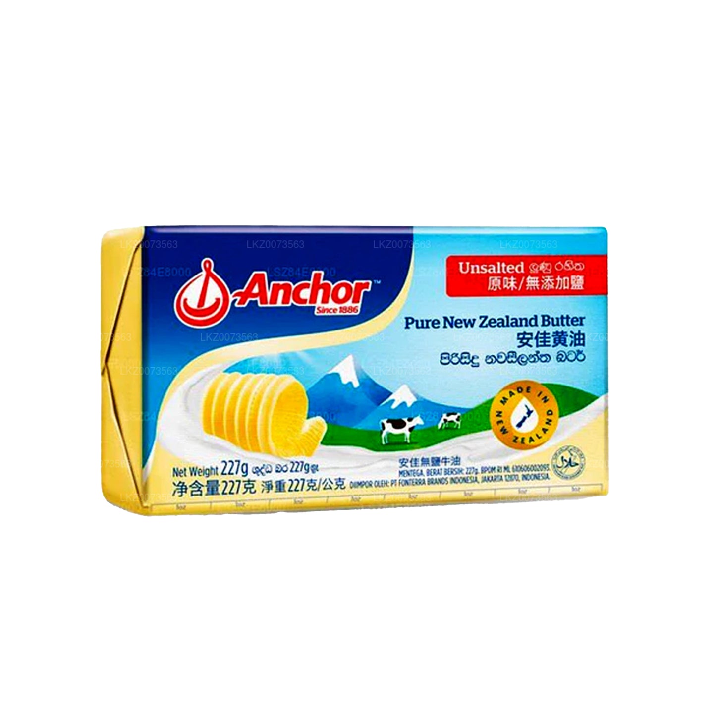 Ungesalzene reine neuseeländische Butter von Anchor (227 g)