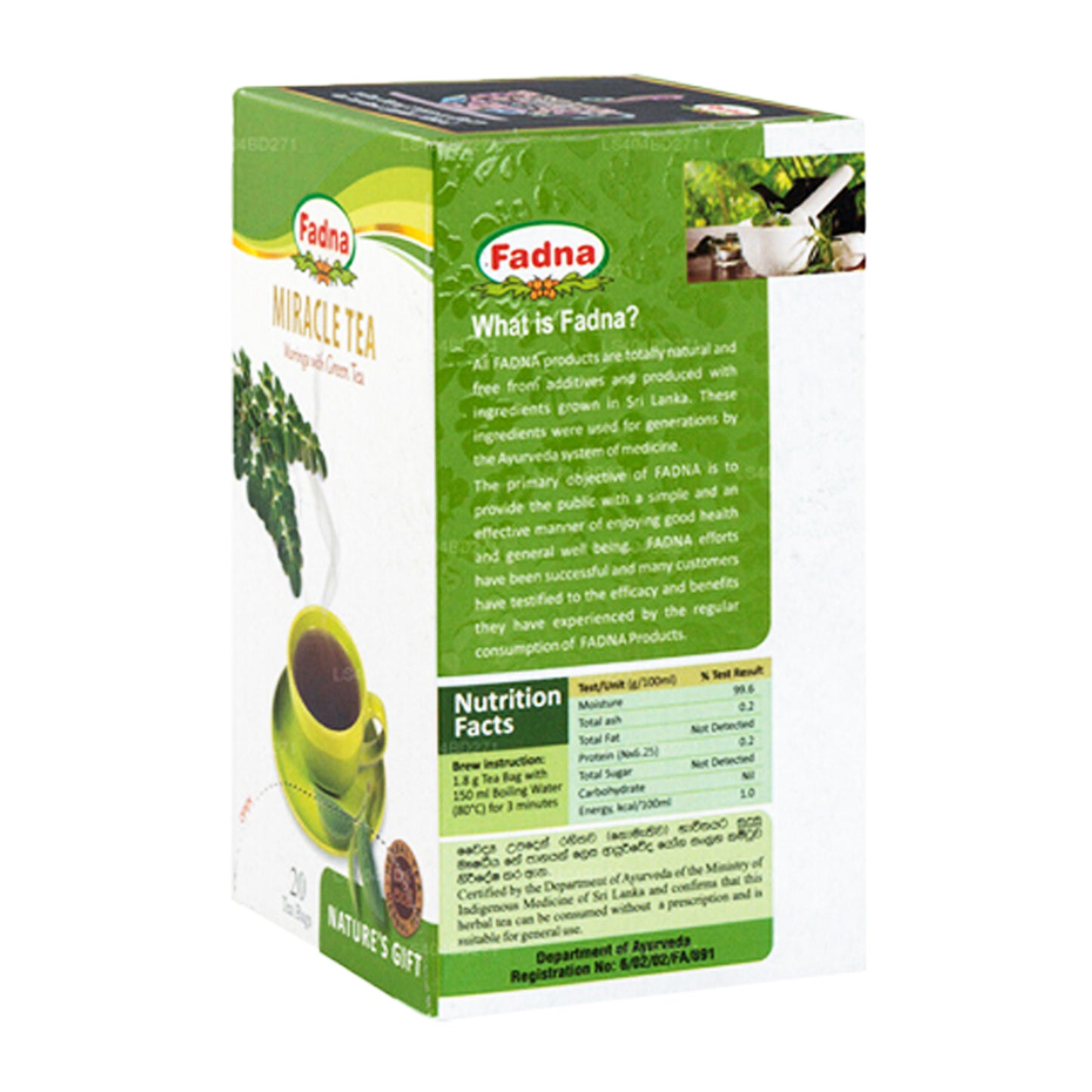 Fadna Miracle Tea Moringa mit grünem Tee (40 g) 20 Teebeutel