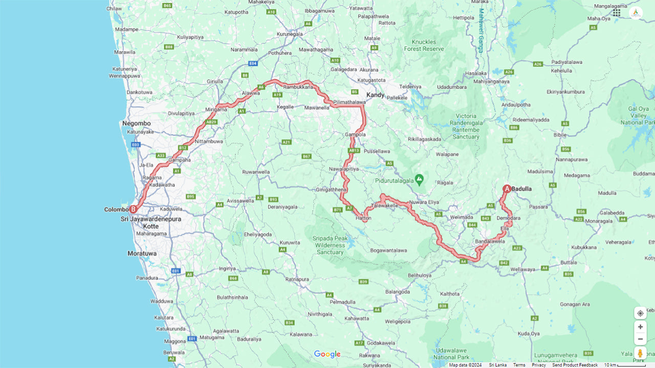 Weiterfahrt mit dem Zug von Badulla nach Colombo (Zug Nr. 1006 „Podi Menike“)