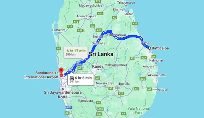 Privater Transfer von Batticaloa City zum Flughafen Colombo (CMB)