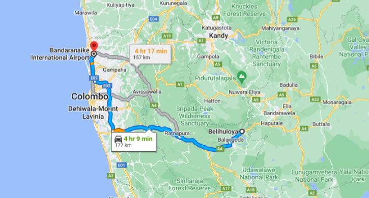 Privater Transfer von Belihuloya City zum Flughafen Colombo (CMB).