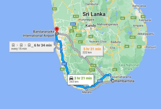 Privater Transfer von Hambantota City zum Flughafen Colombo (CMB).