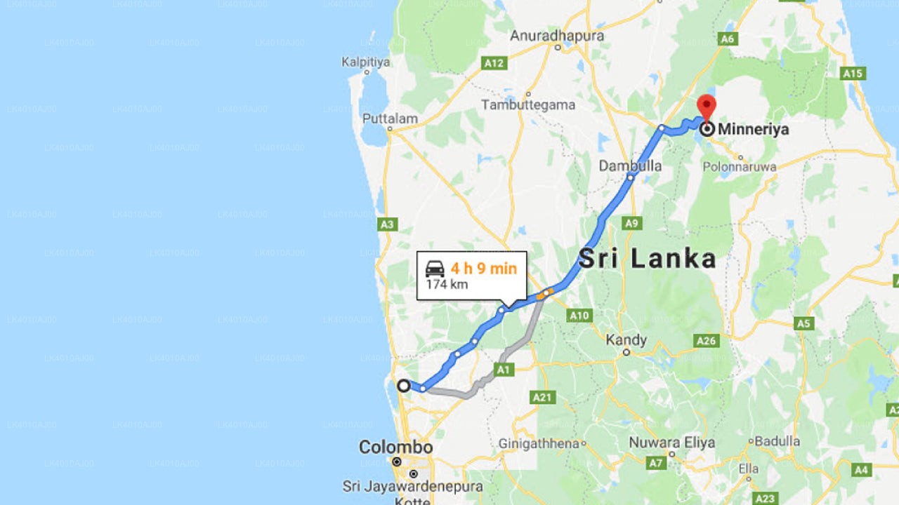 Privater Transfer vom Flughafen Colombo (CMB) nach Minneriya City
