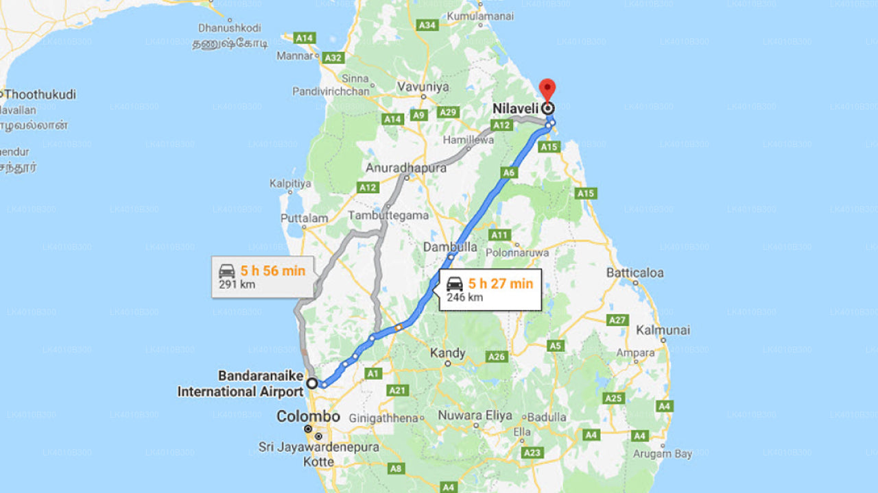 Privater Transfer vom Flughafen Colombo (CMB) nach Nilaveli City