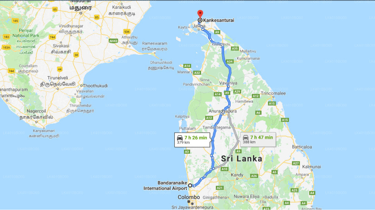 Privater Transfer vom Flughafen Colombo (CMB) nach Kankesanturai City