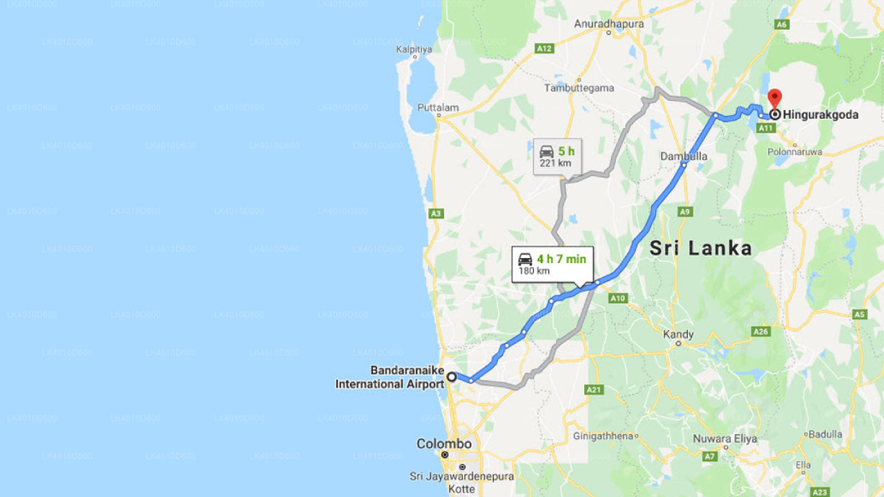 Privater Transfer vom Flughafen Colombo (CMB) nach Hingurakgoda