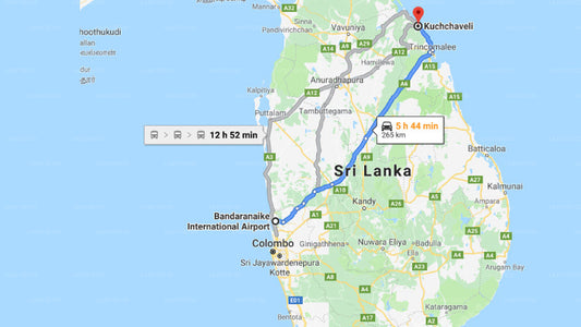 Privater Transfer vom Flughafen Colombo (CMB) nach Kuchchaveli City