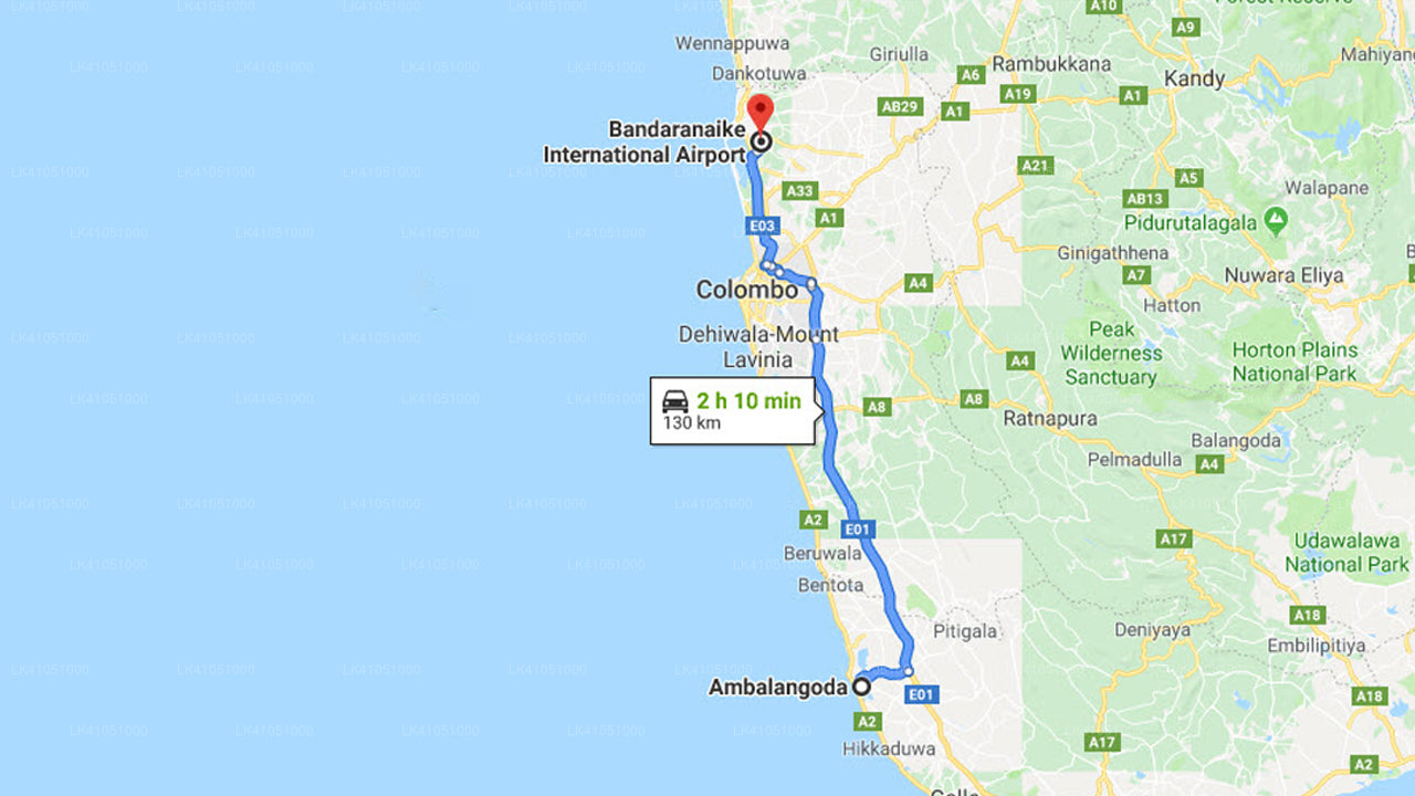 Privater Transfer von der Stadt Ambalangoda zum Flughafen Colombo (CMB).