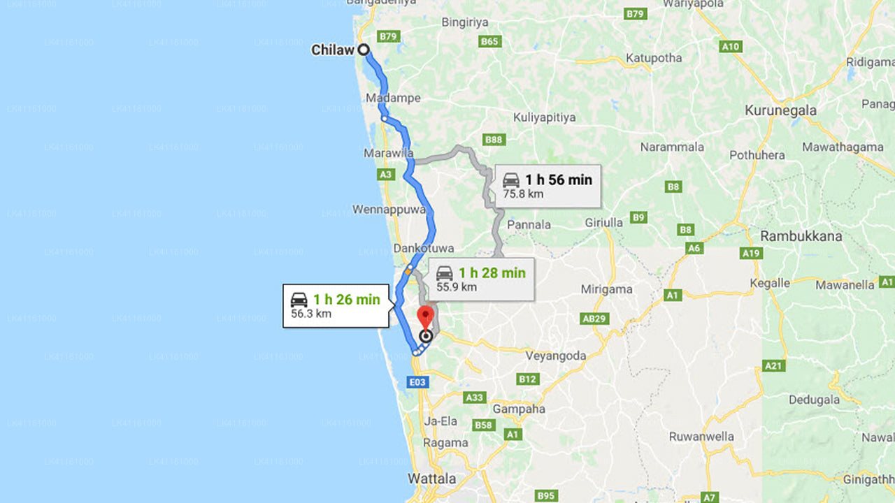 Privater Transfer von Chilaw City zum Flughafen Colombo (CMB).