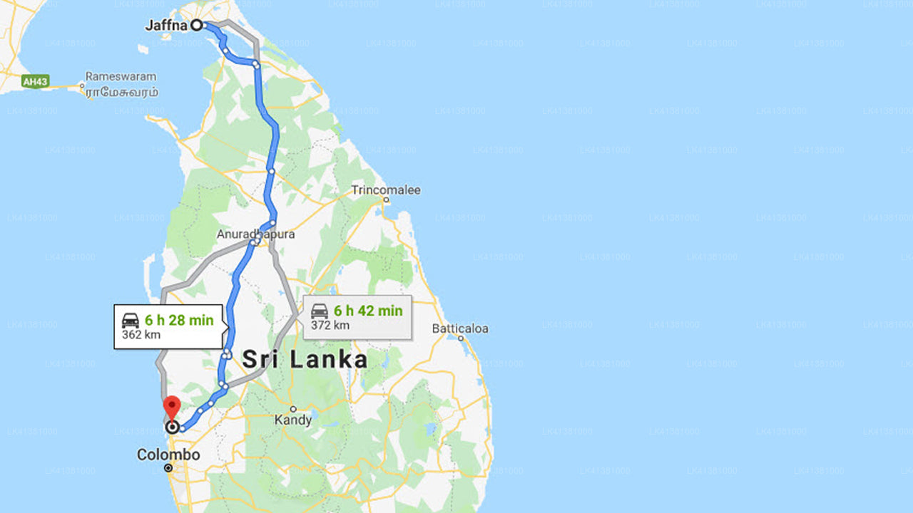 Privater Transfer von Jaffna City zum Flughafen Colombo (CMB).