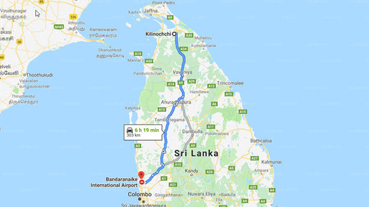 Privater Transfer von der Stadt Kilinochchi zum Flughafen Colombo (CMB).