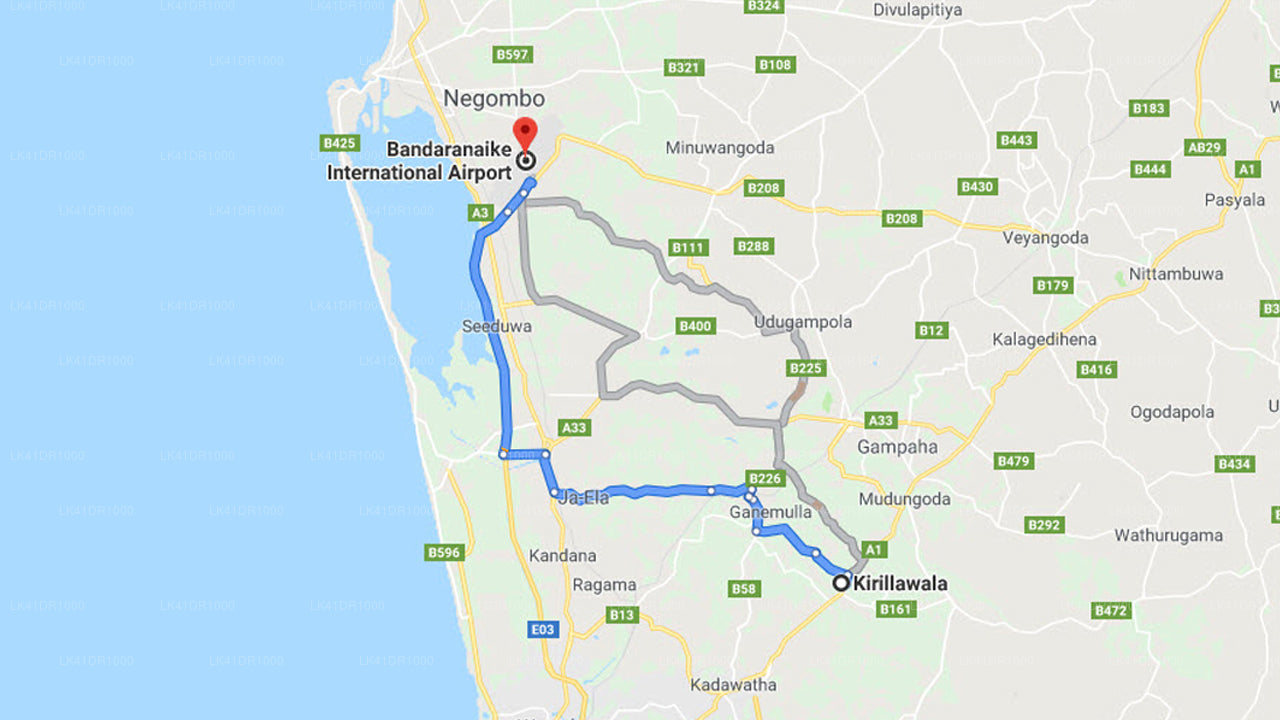 Privater Transfer von der Stadt Kirillawala zum Flughafen Colombo (CMB).
