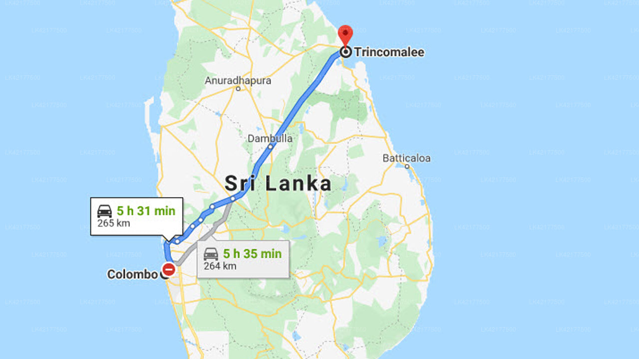 Privater Transfer von Colombo City nach Trincomalee City