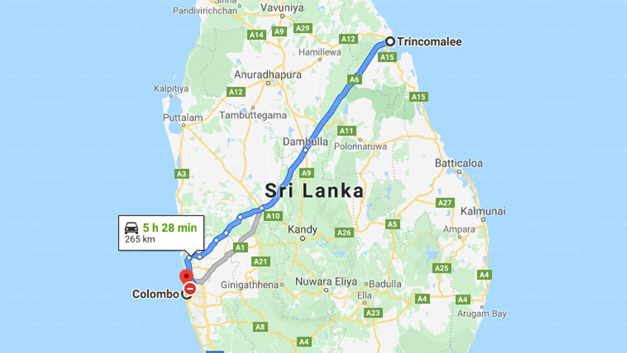 Privater Transfer von Trincomalee City nach Colombo City