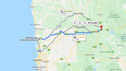 Transfer zwischen dem Flughafen Colombo (CMB) und Hunas Falls bei Amaya, Kandy