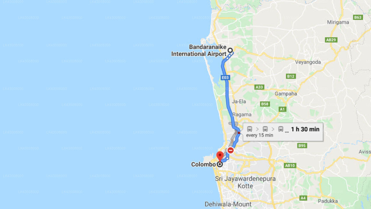 Transfer zwischen dem Flughafen Colombo (CMB) und dem Galle Face Hotel, Colombo