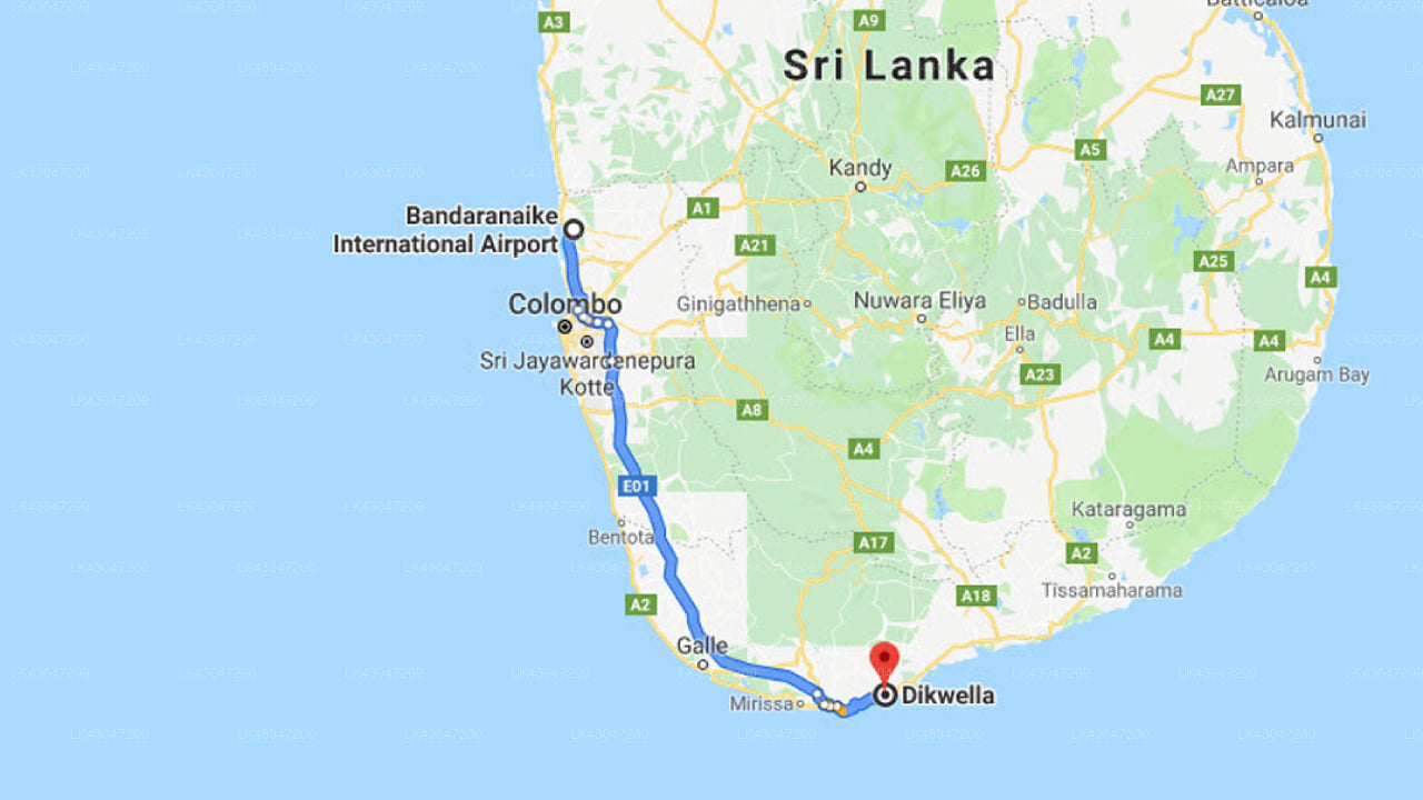 Transfer zwischen dem Flughafen Colombo (CMB) und dem Austrian Beach Resort, Dikwella