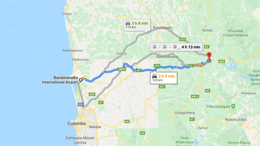 Transfer zwischen dem Flughafen Colombo (CMB) und den Oruthota Chalets, Kandy