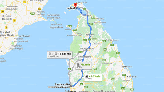 Transfer zwischen dem Flughafen Colombo (CMB) und Blue Haven, Jaffna